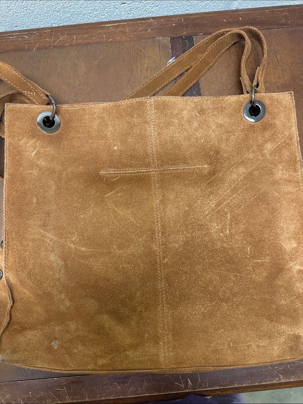 Hammitt Benjamin Cognac Brown Suede Tote Bag - Picture 4 of 11